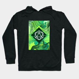 Green Glitch Polyhedral D20 Dice Tabletop RPG Hoodie